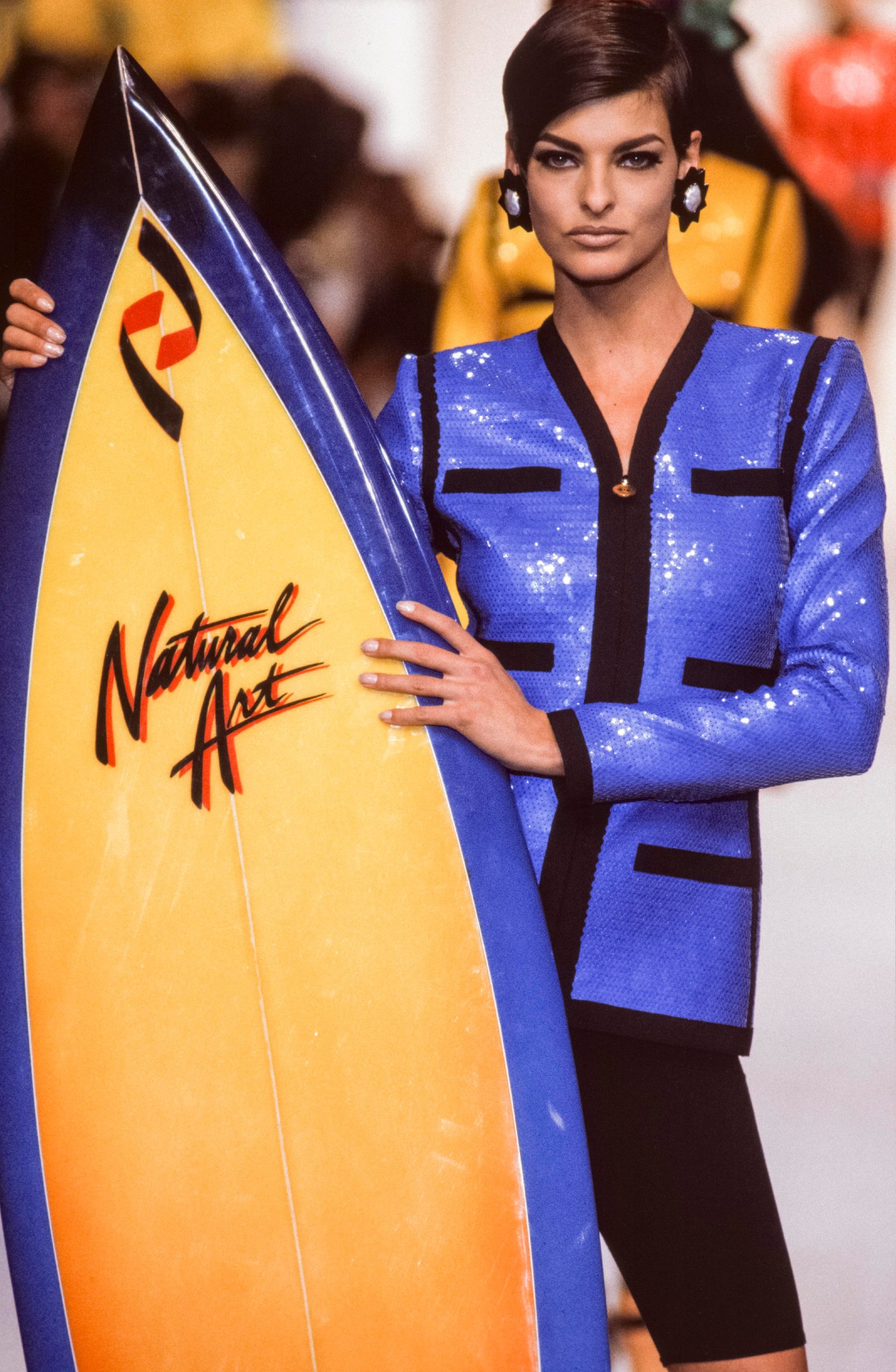 Linda Evangelista op de catwalk bij Chanel in 1991