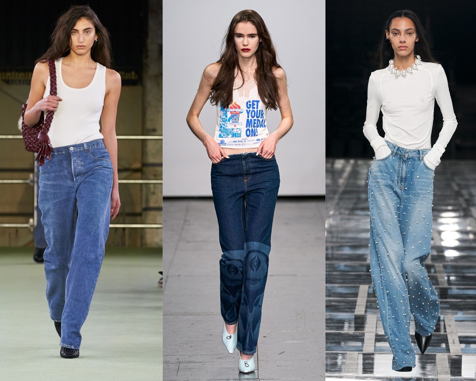 Trend witte top en blauwe jeans