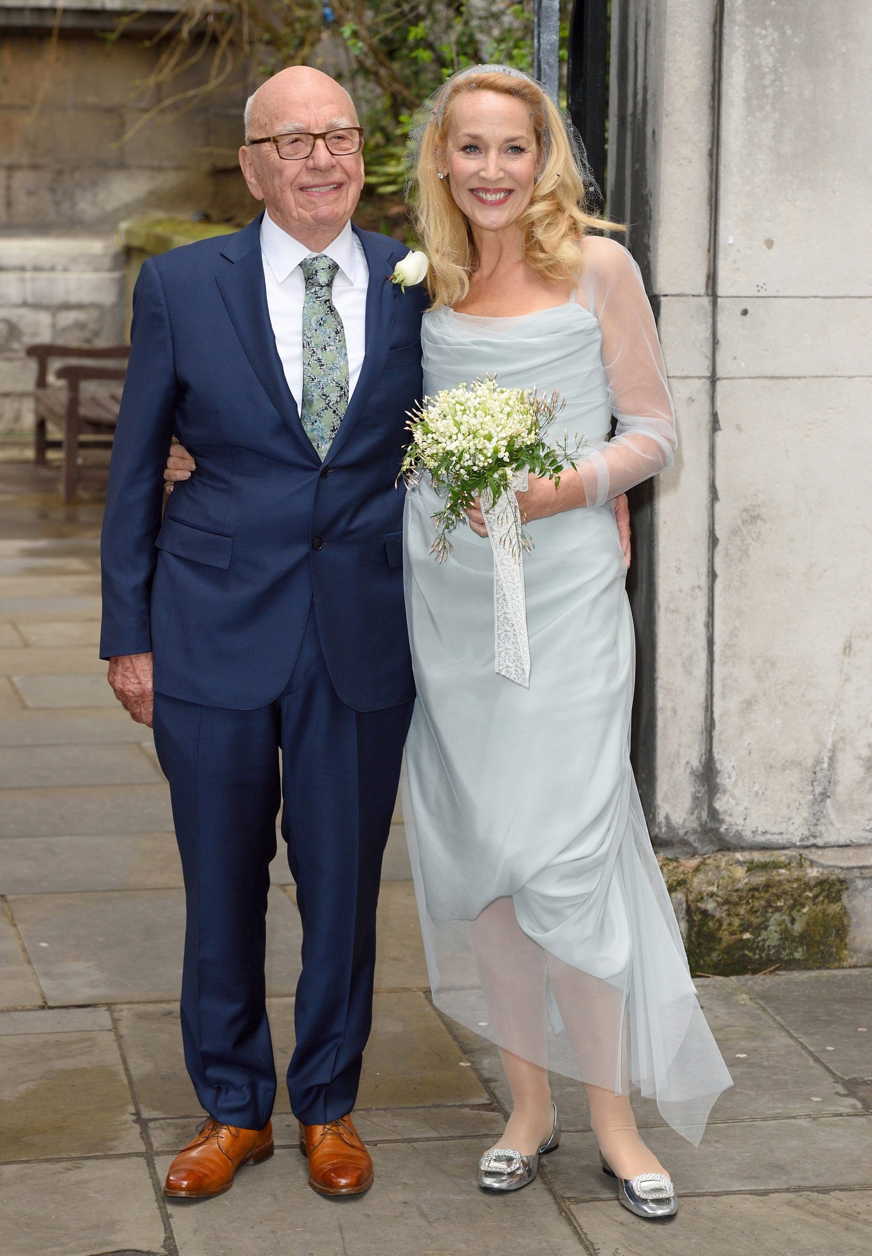 Jerry Hall op haar bruiloft
