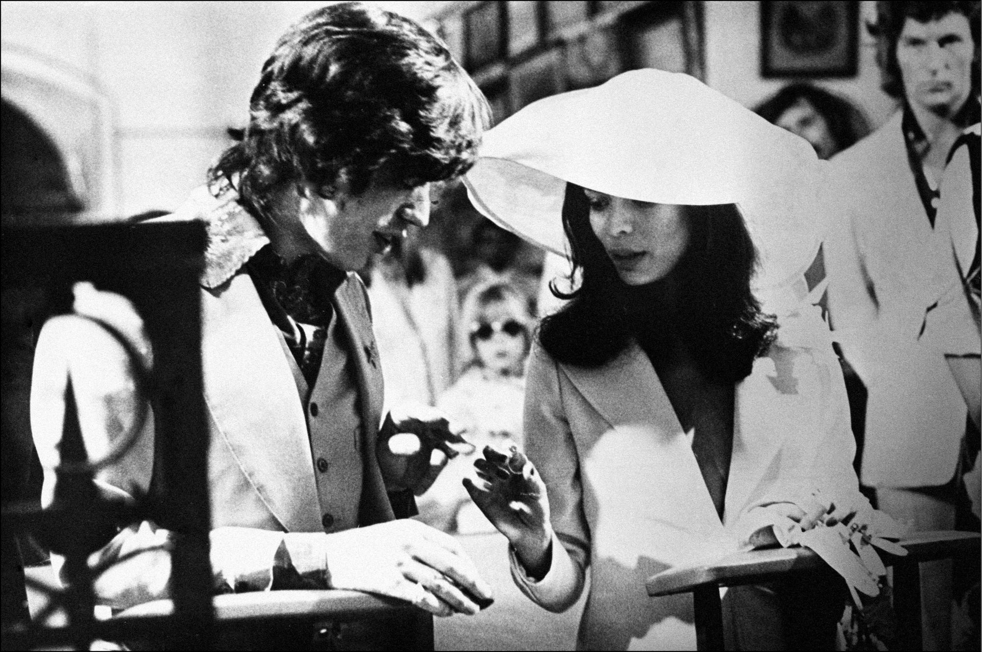 Mick en Bianca Jagger op hun bruilioft