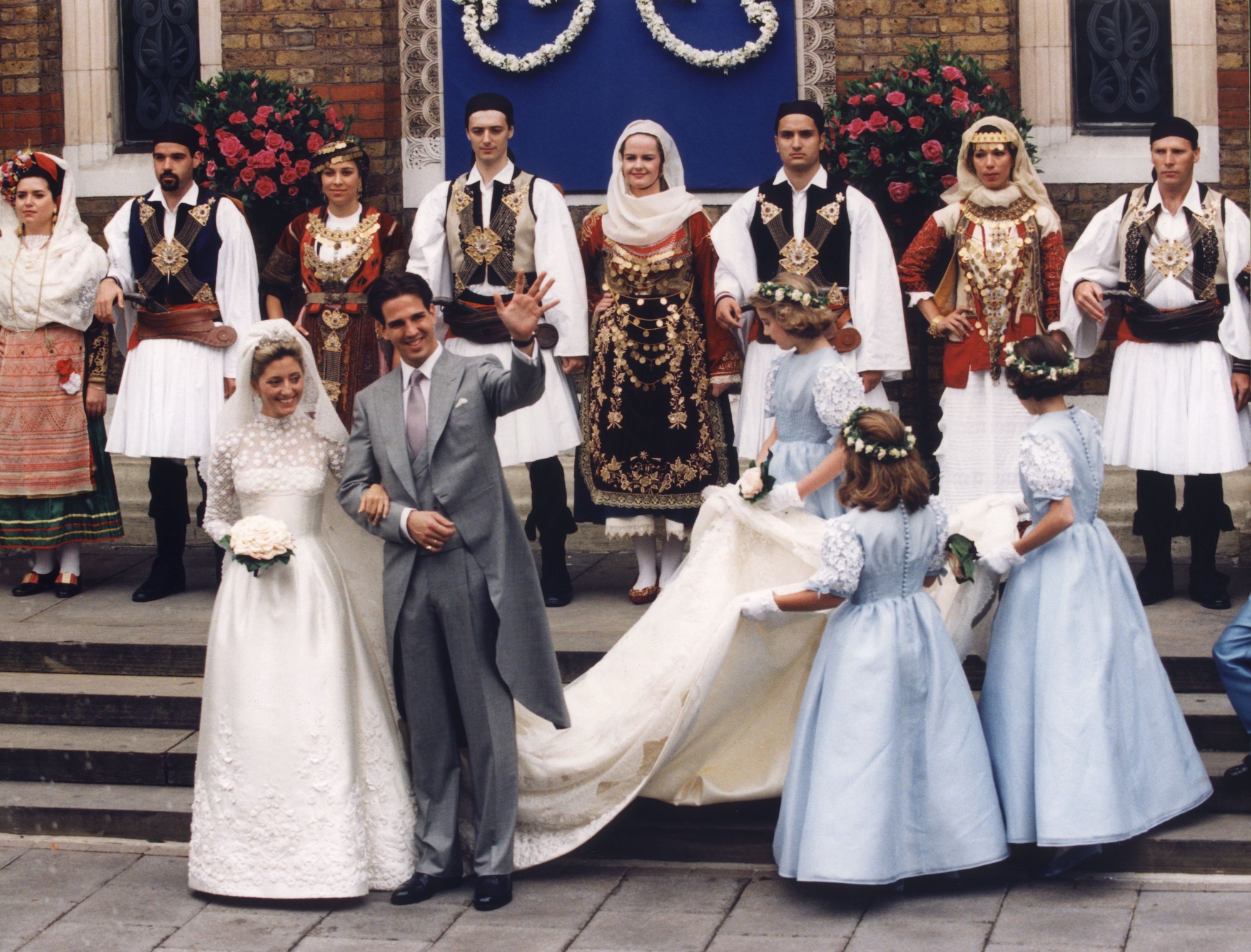 Marie-Chantal van Griekenland op haar bruiloft