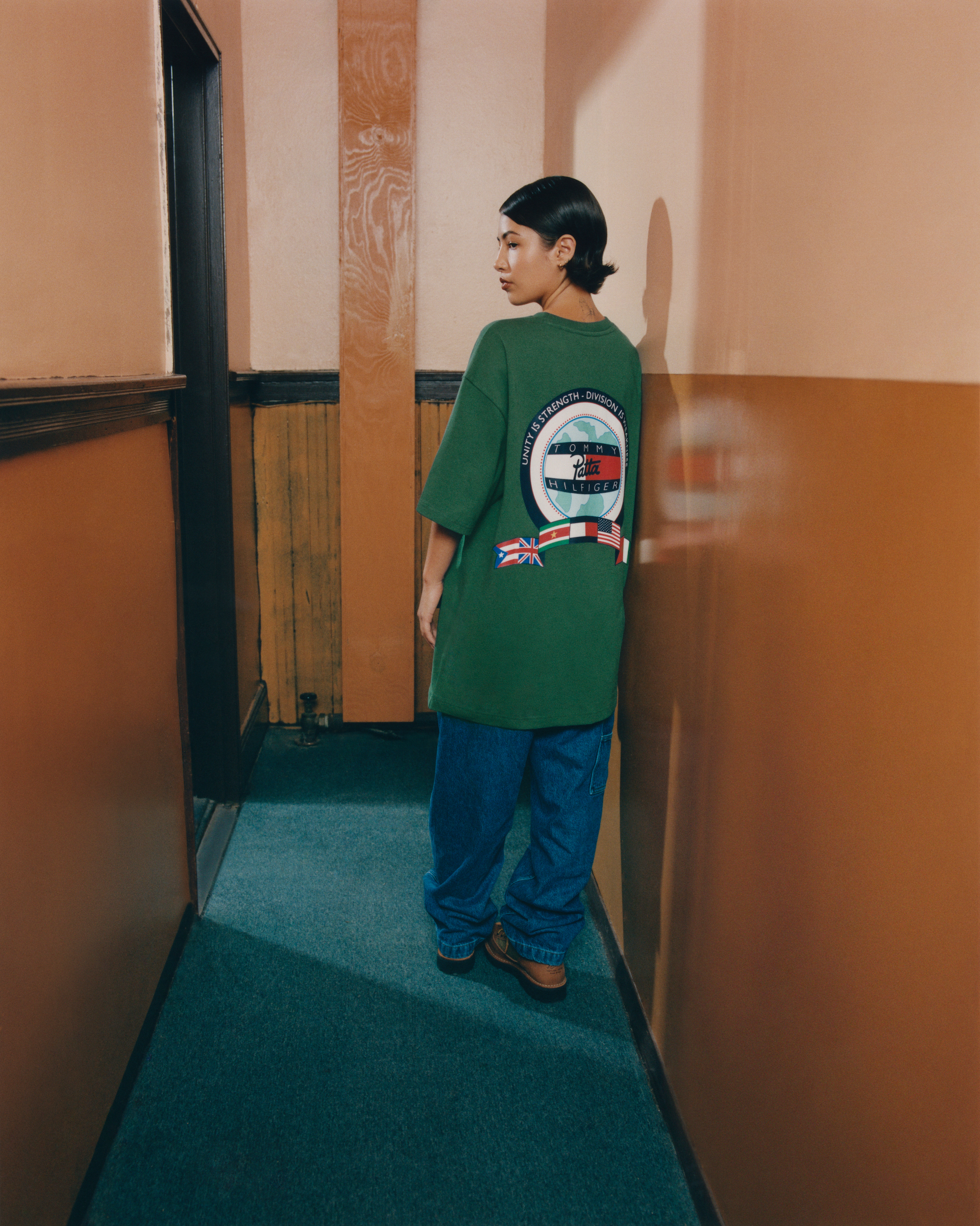 patta x tommy collectie groen shirt