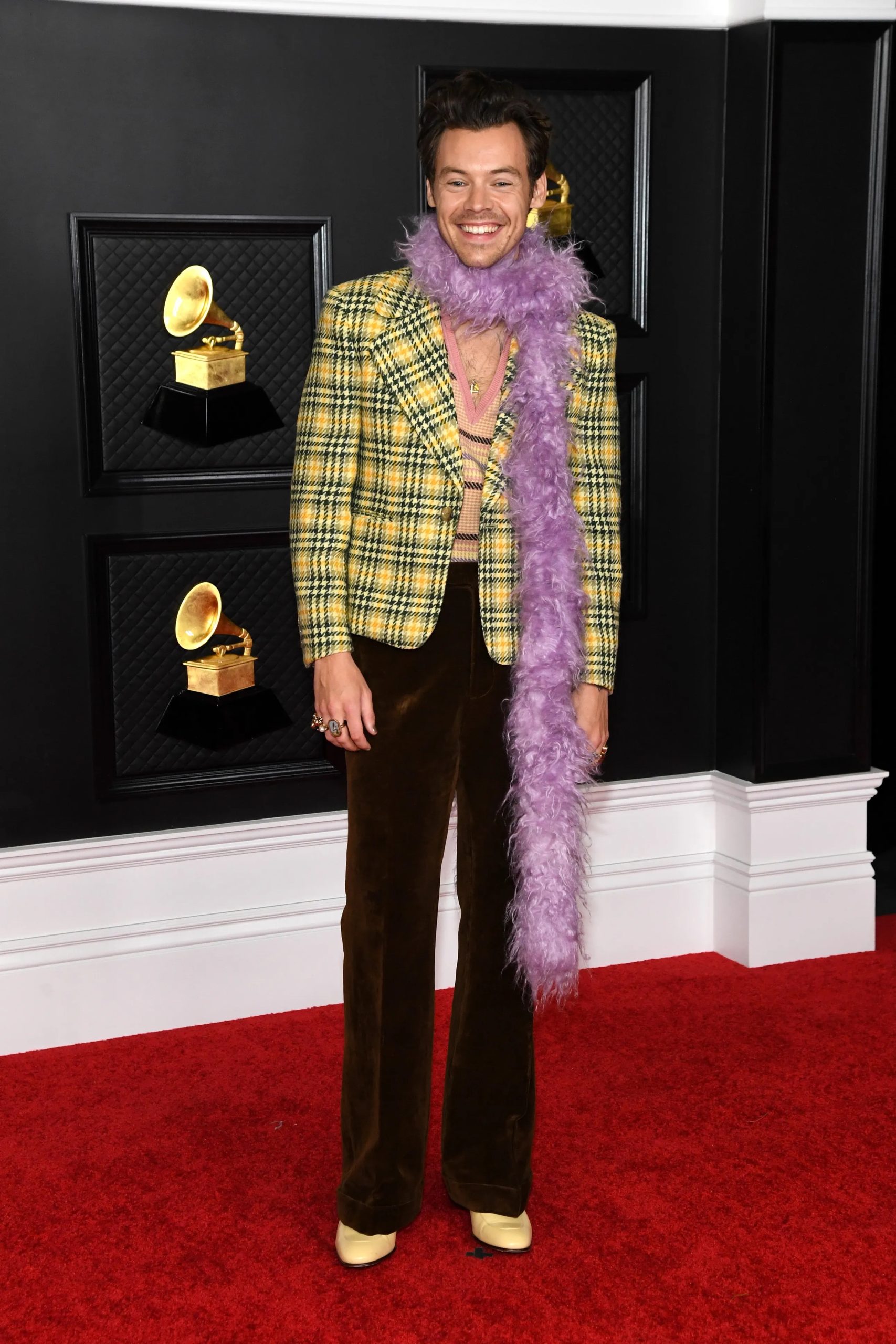 Harry Styles bij de 63e jaarlijkse Grammy Awards, maart 2021.