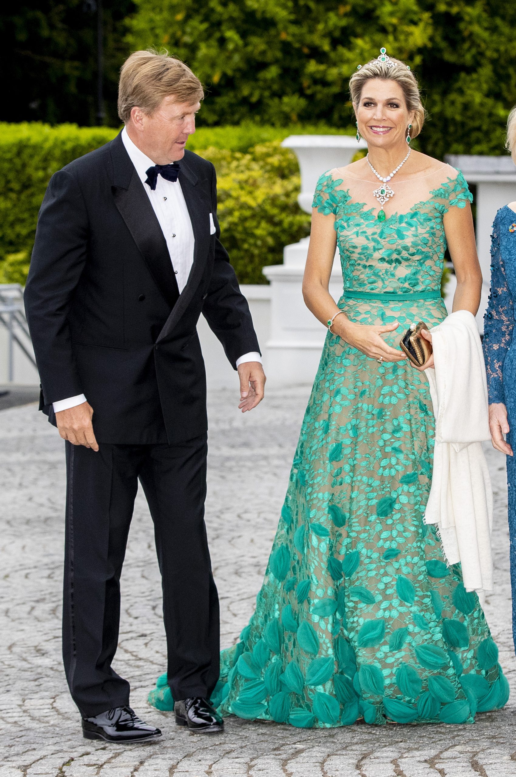 Máxima in een groene jurk van Jan Taminiau in Ierland, 2019