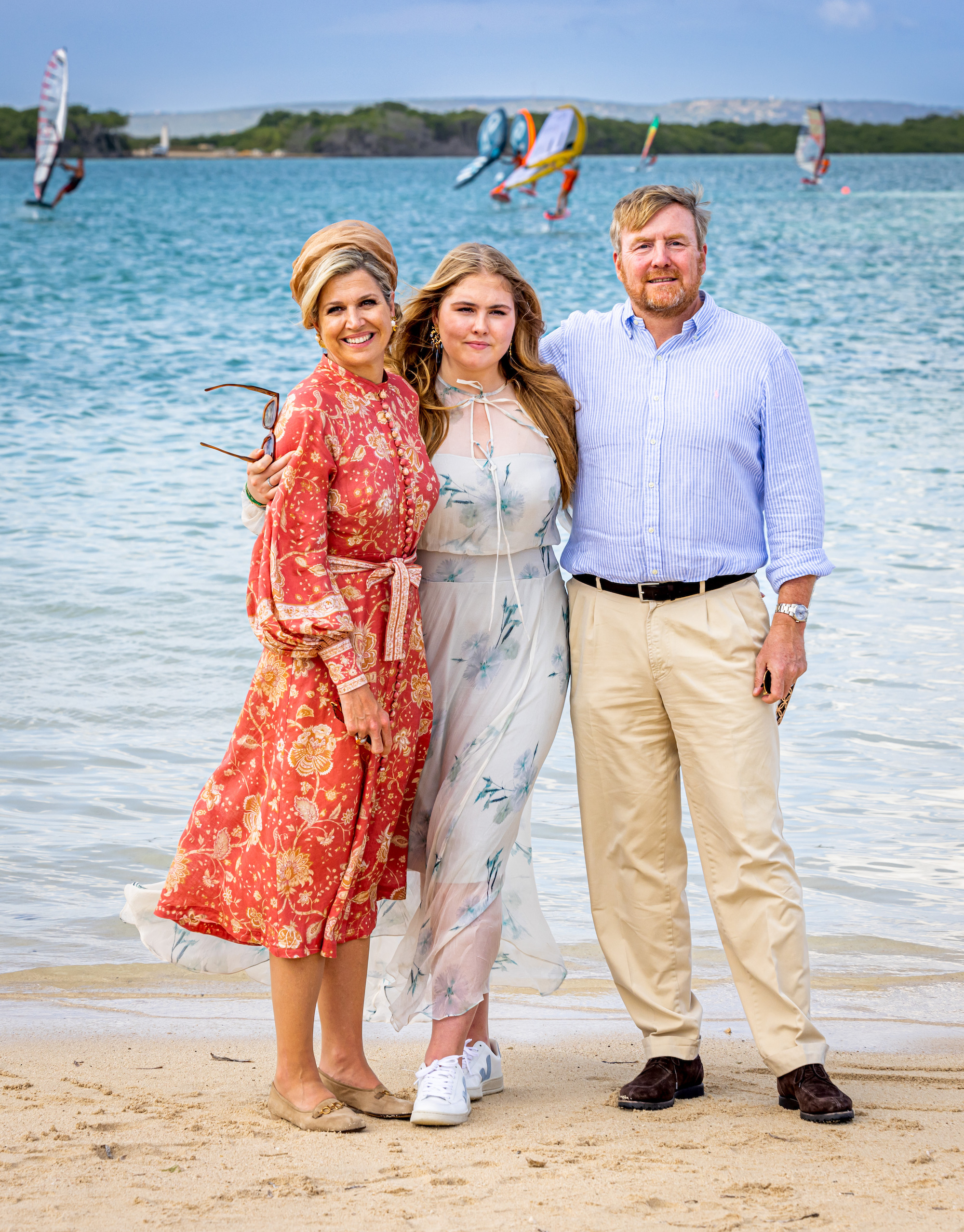 Máxima, Amalia en Willem-Alexander op Bonaire