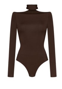 Undress Code bodysuit in bruin met boothals