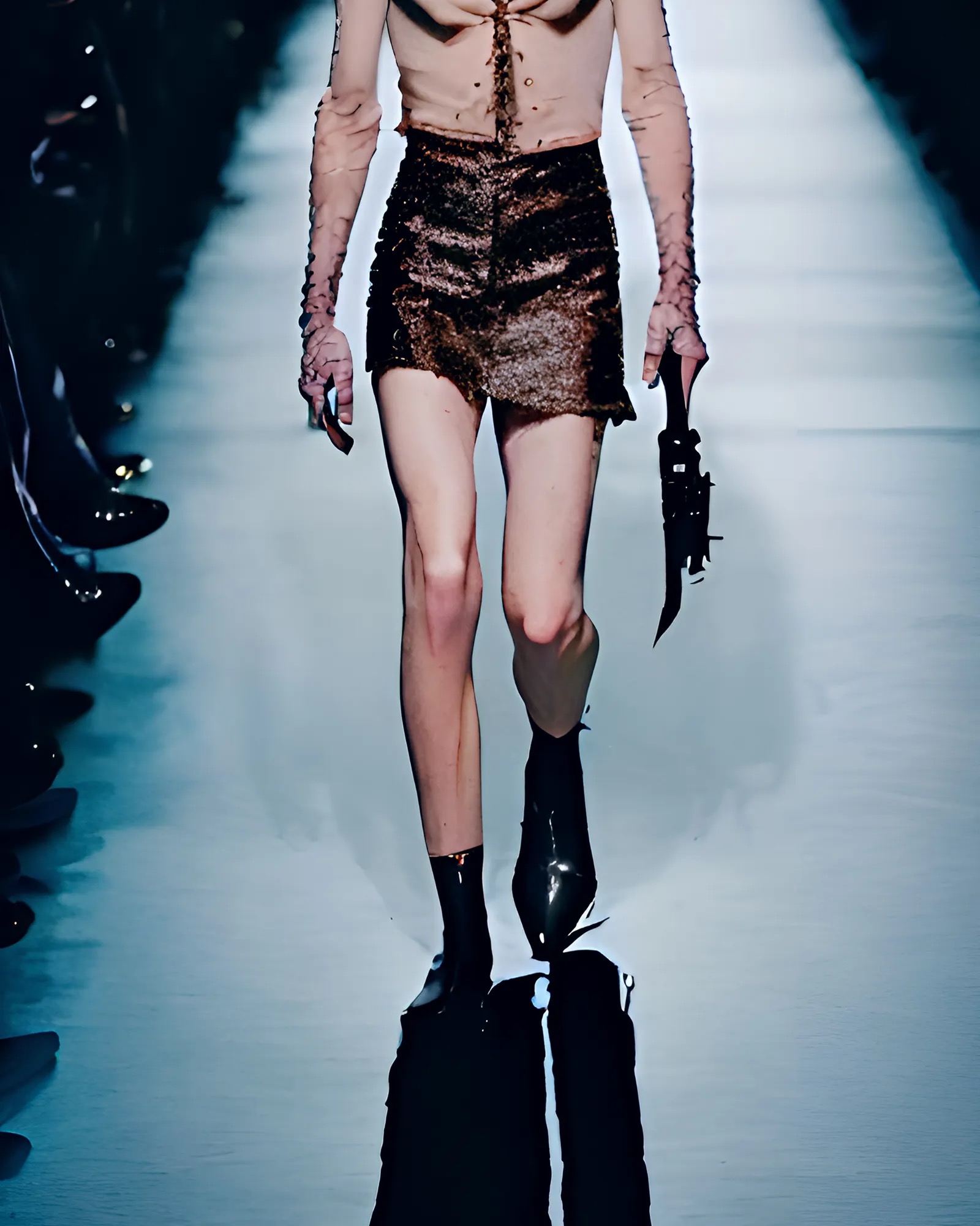 Model van AI in korte rok