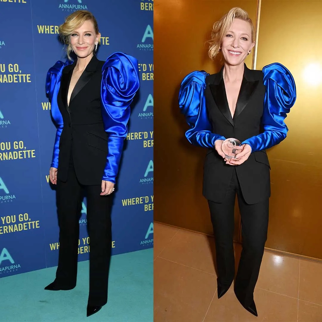 Cate draagt zwarte mouw met blauwe schapenboutmouwen