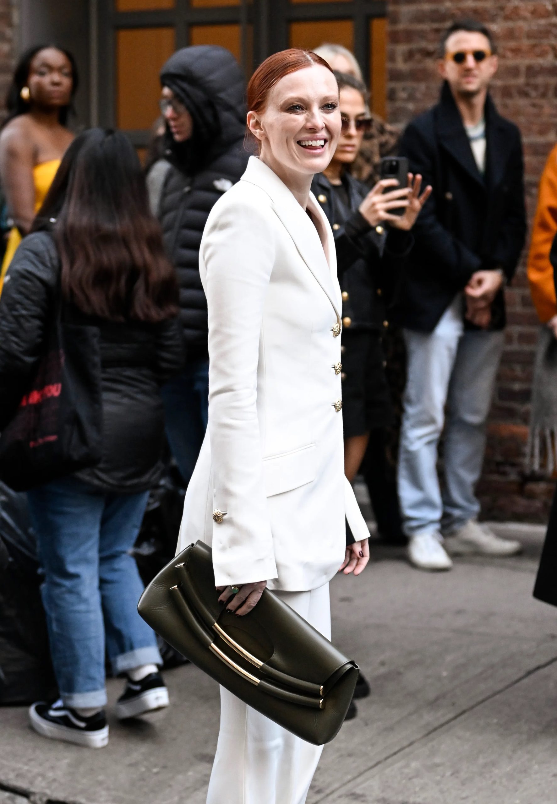 Karen Elson bij Proenza Schouler tijdens New York Fashion Week herfst/winter 2023,