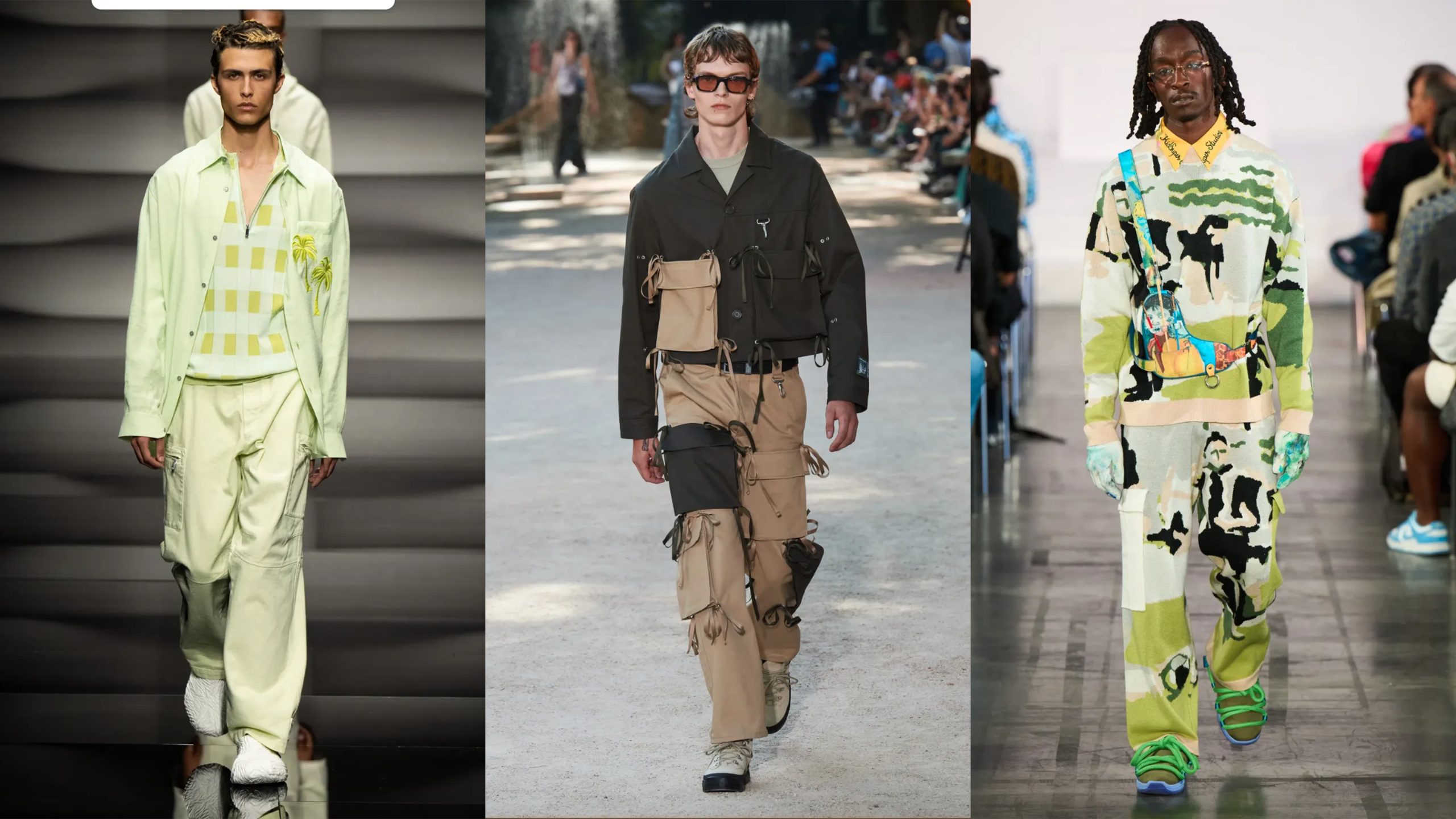 De herenmode trend van lente/zomer 2023 seizpen bevat ook cargobroeken