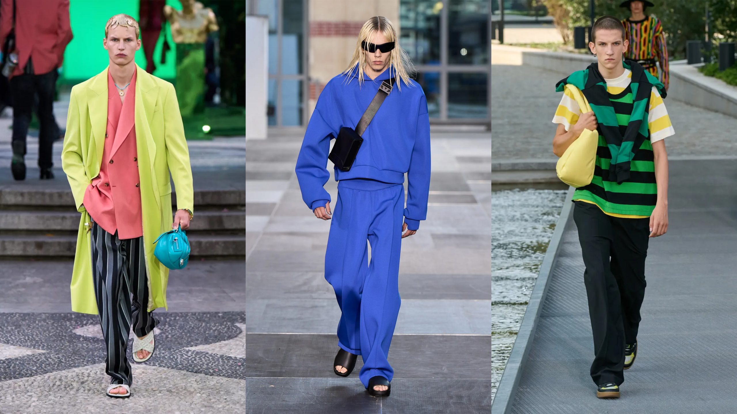 Felle kleuren gezien als herenmode trend tijdens de lente/zomer 2023 shows