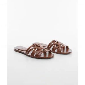 Mango bruine leren sandalen