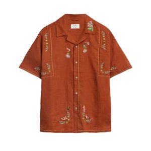 Rood overhemd met korte mouwen van Percival