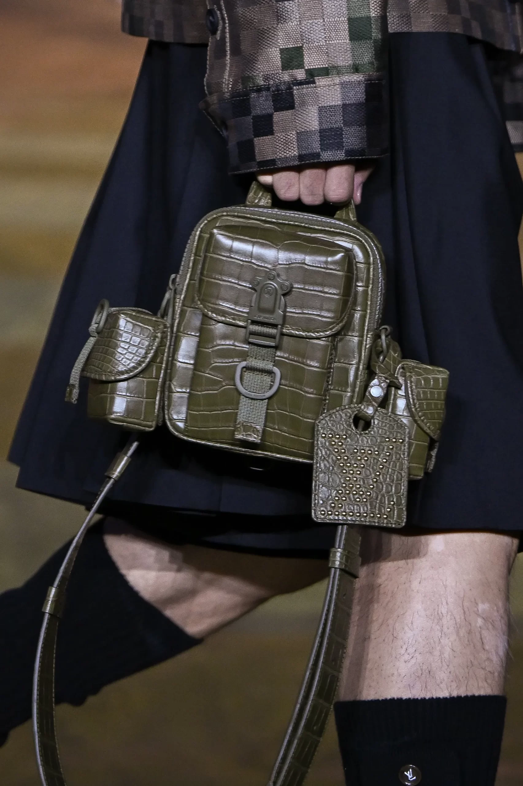 Donkergroene leren tas van Louis Vuitton