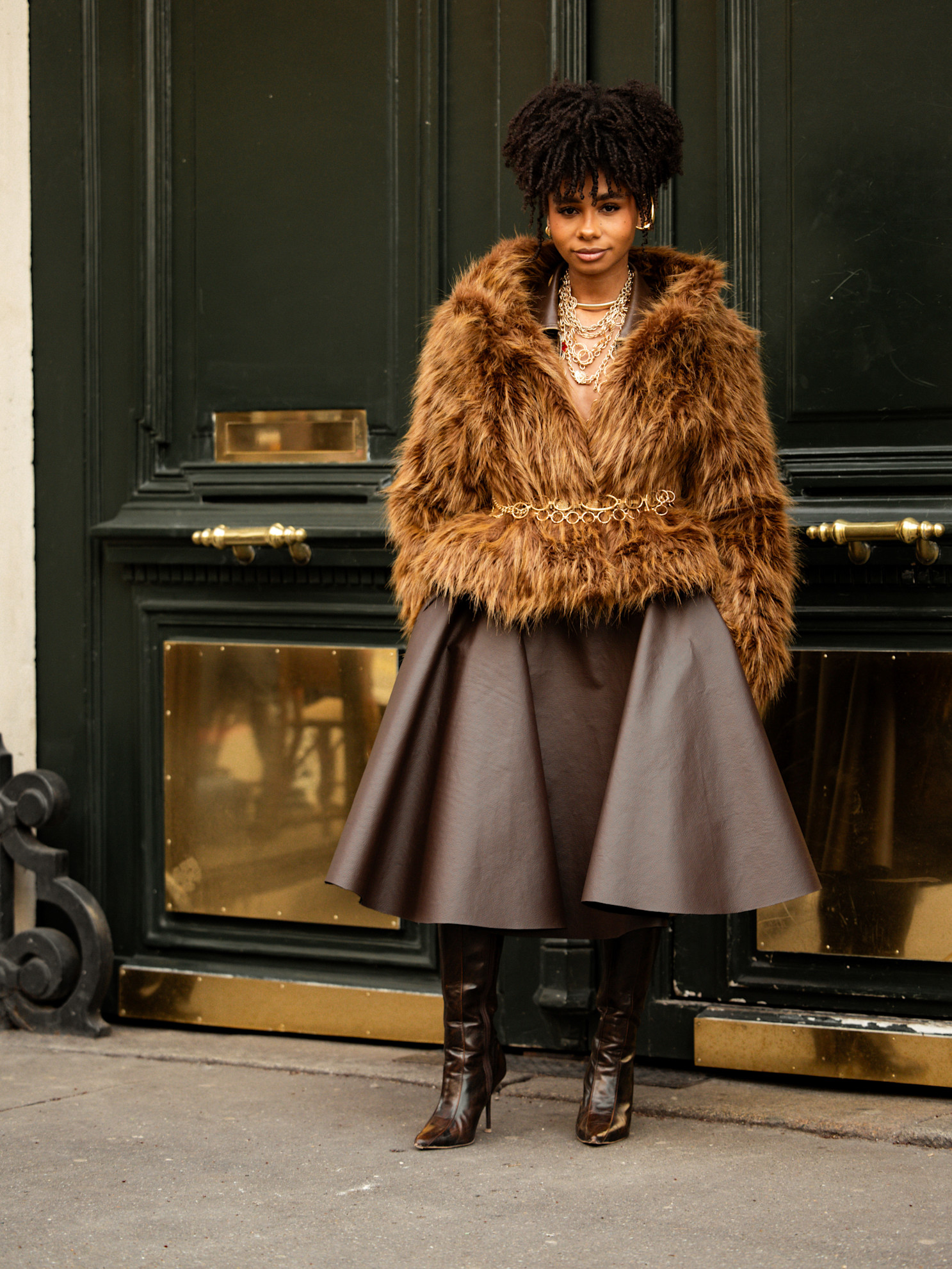 Parijs streetstyle bruine laarzen