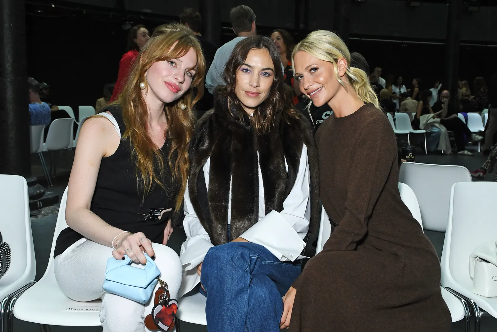Ivy Getty, Alexa Chung en Poppy Delevingne bij JW Anderson