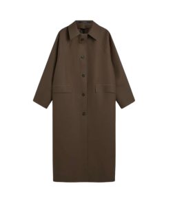 Kassl lange trenchcoat in donkerbruin