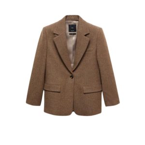 Wolle bruine blazer van Mango