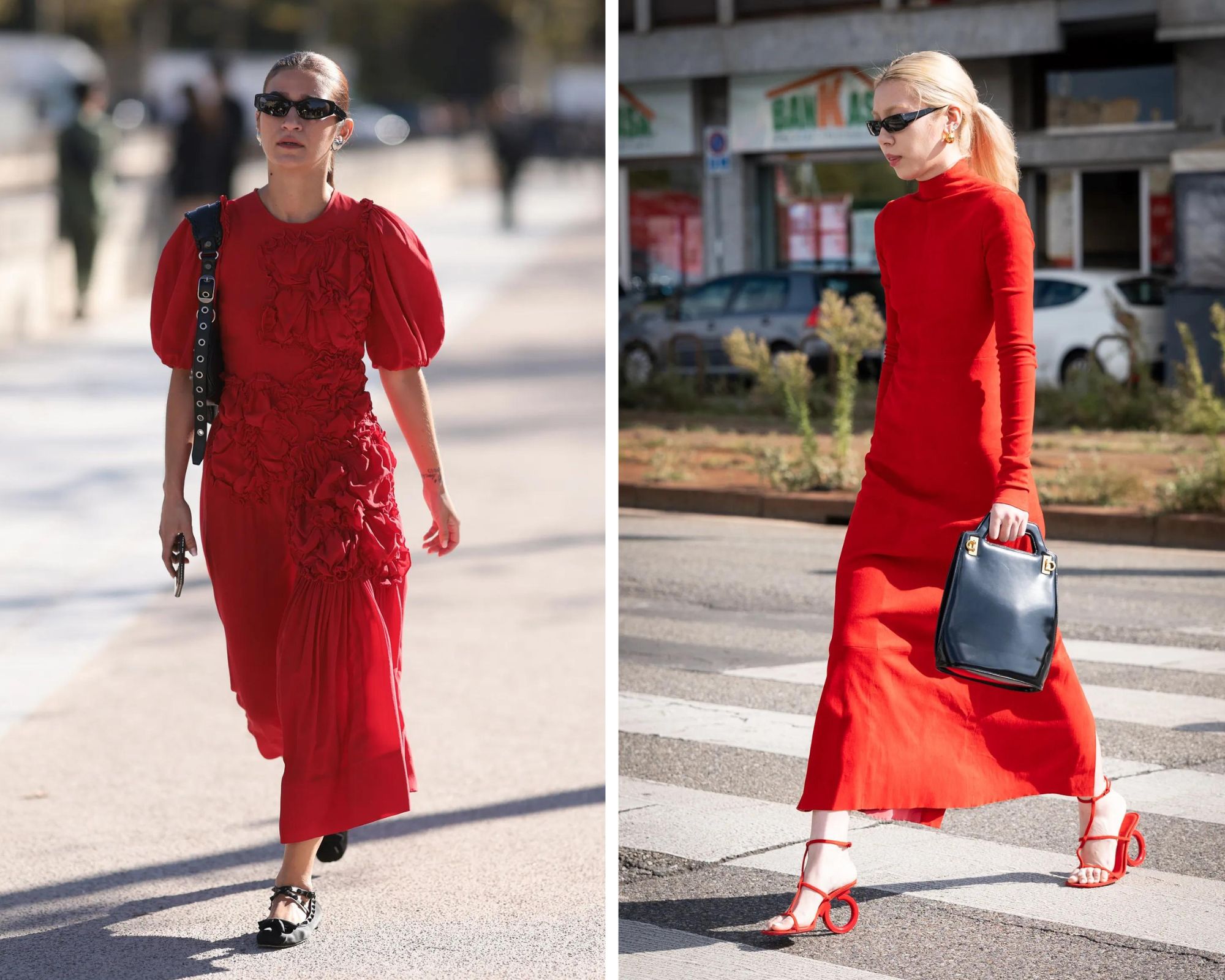 De little red dress op straat