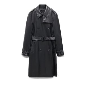 Imitatieleren trenchcoat van Mango