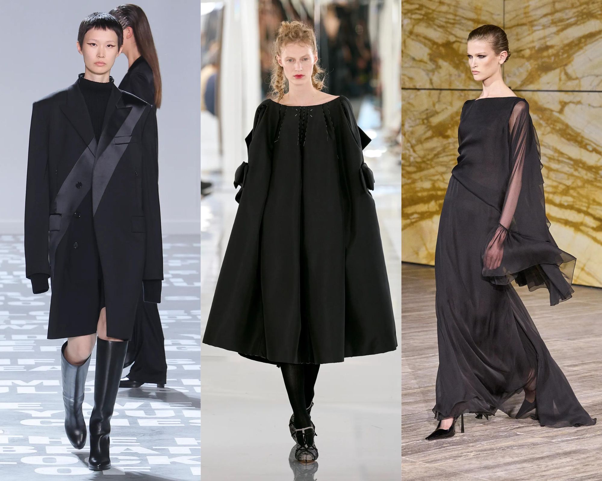 Zomers zwart bij Helmut Lang, Maison Margiela en Saint Laurent