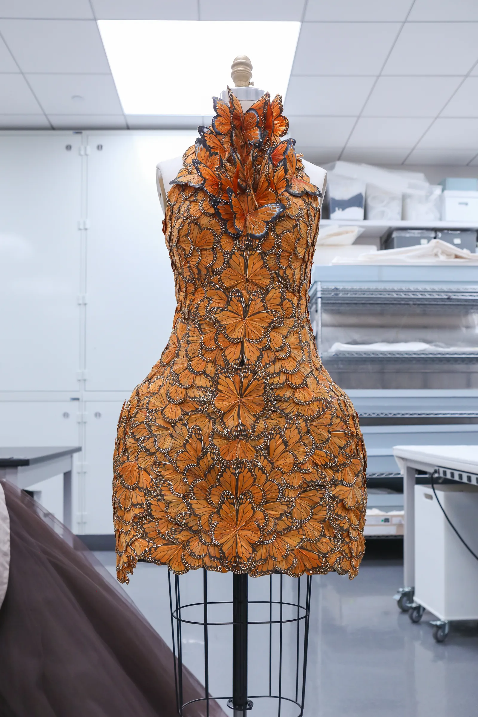 Jurk van Alexander McQueen die tentoongesteld wordt tijdens het Met Gala van 2024
