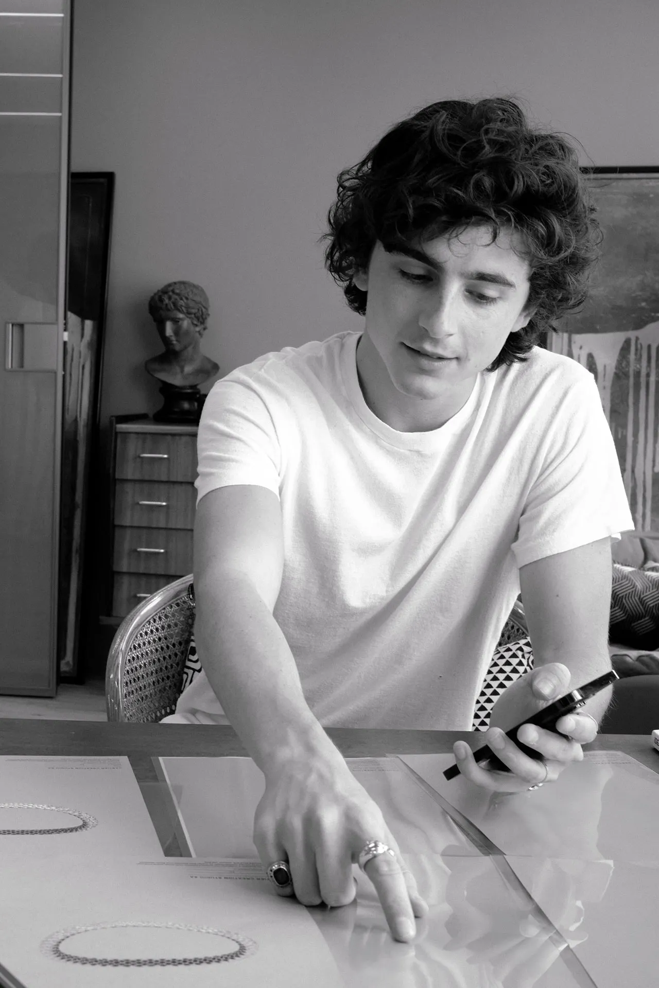 Chalamet tijdens een van de twee bezoeken aan het Cartier atelier in Parijs.