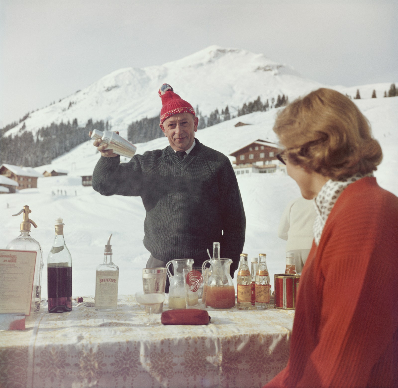 De bar van het Krone Hotel in Lech in de jaren zestig