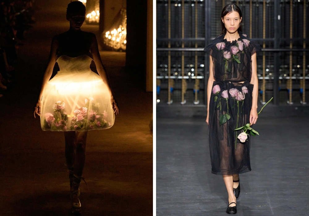 De rozentrend op de runway bij Undercover en Simone Rocha lente/zomer 2024