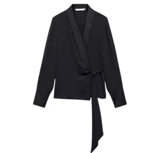 Zwarte overslagblouse van Mango