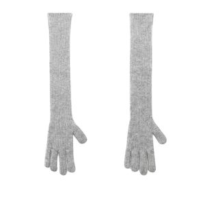 Grijze wollen handschoenen lang
