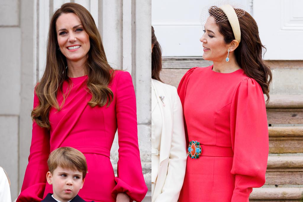 Prinses Mary en Kate Middleton in knalroze looks