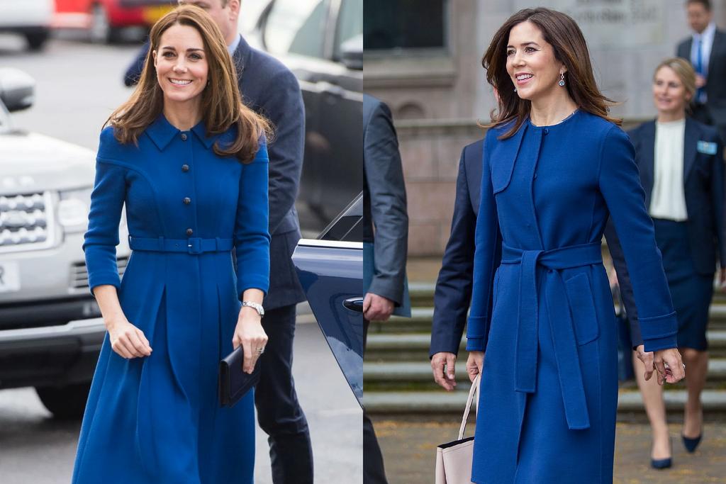 Prinses Mary en Kate Middleton in blauwe looks