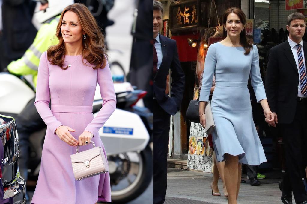 Prinses Mary en Kate Middleton in looks van Emilia Wickstead