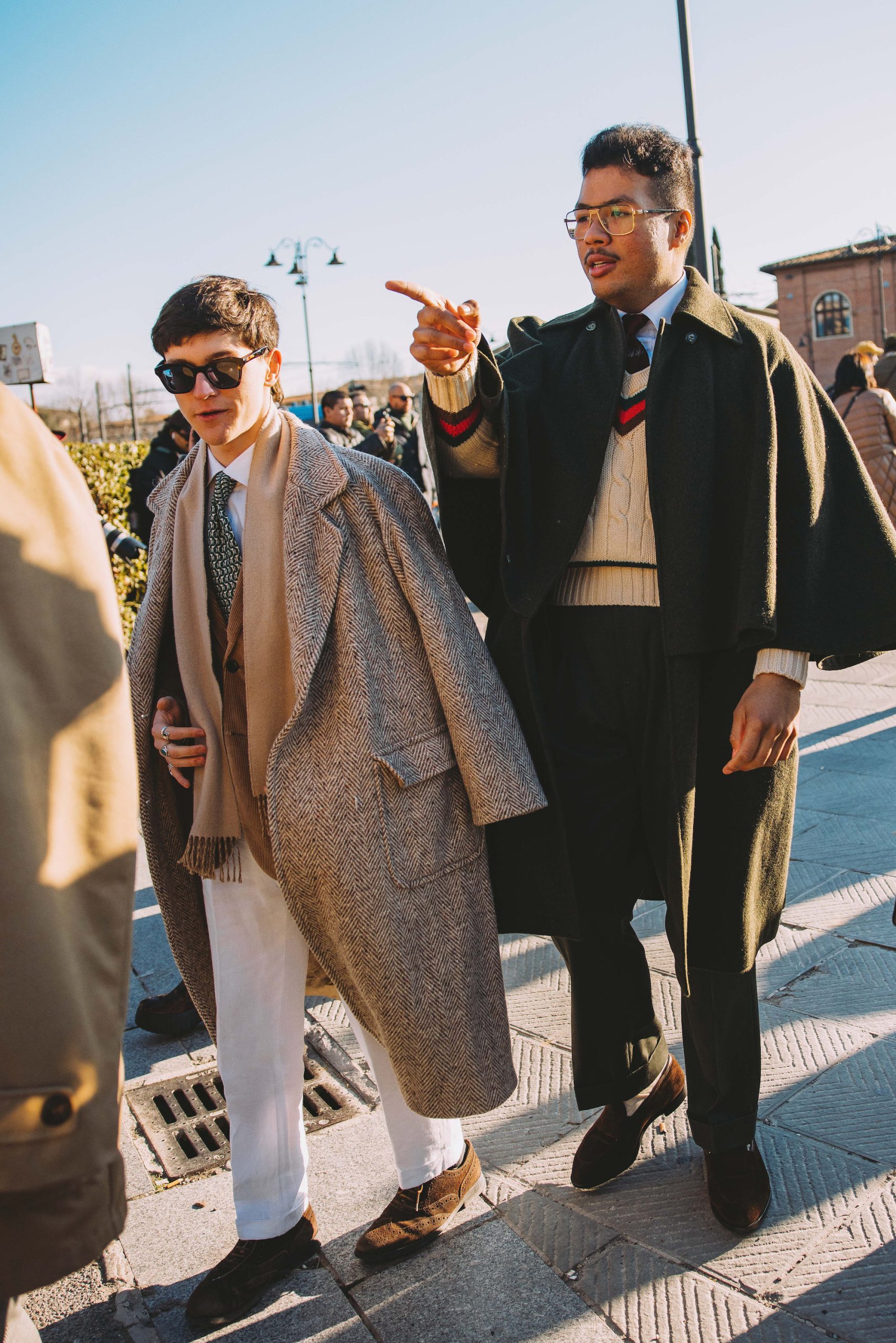 Streetstyle tijdens Pitti Uomo herfst/winter 2024