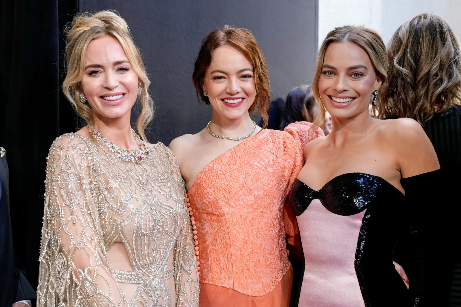 Stone samen met Emily Blunt en Margot Robbie