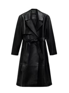 Mango leren trenchcoat in zwart