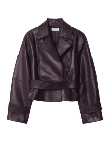 Other Stories korte leren trenchcoat in burgundy