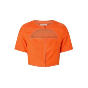 Sandro Crop top in linnenblend met cut-out detail en siernaad