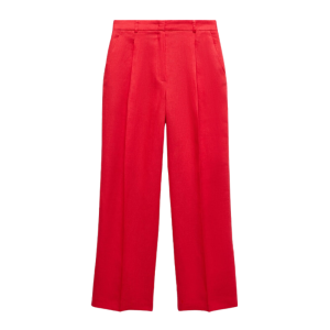 mango linnen broek rood