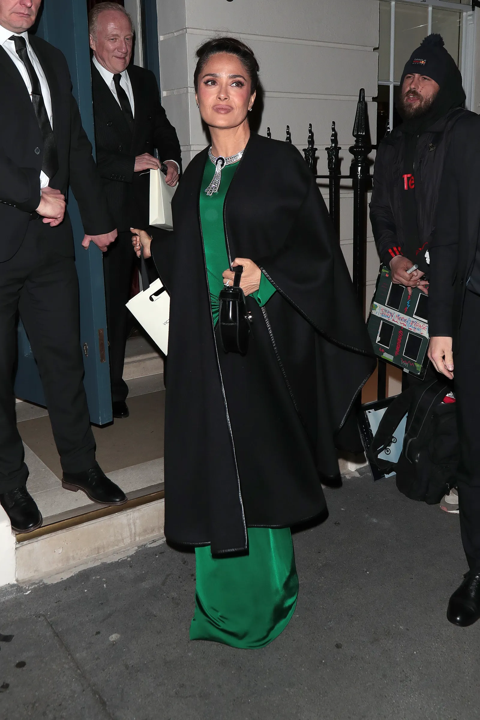 Salma Hayek op het 50e verjaardagsfeest van Victoria Beckham