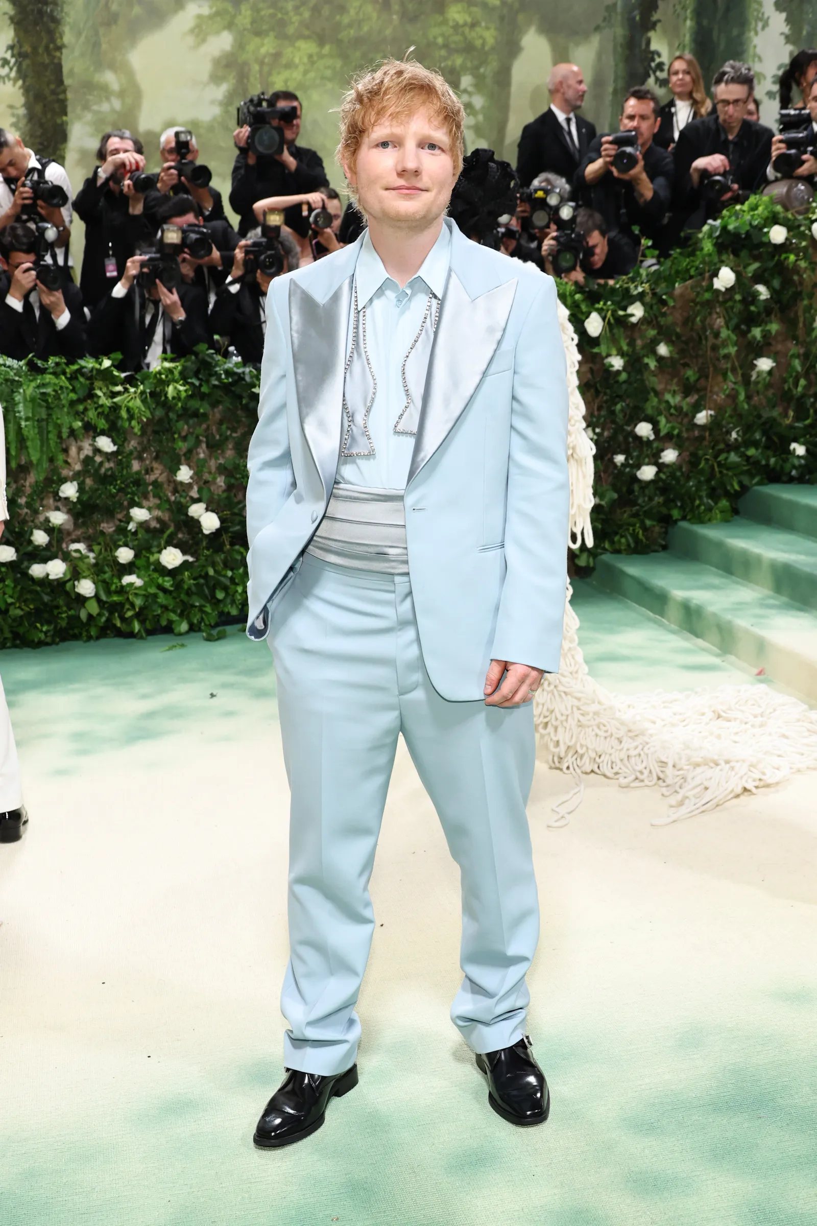 Ed Sheeran tijdens het Met Gala 2024