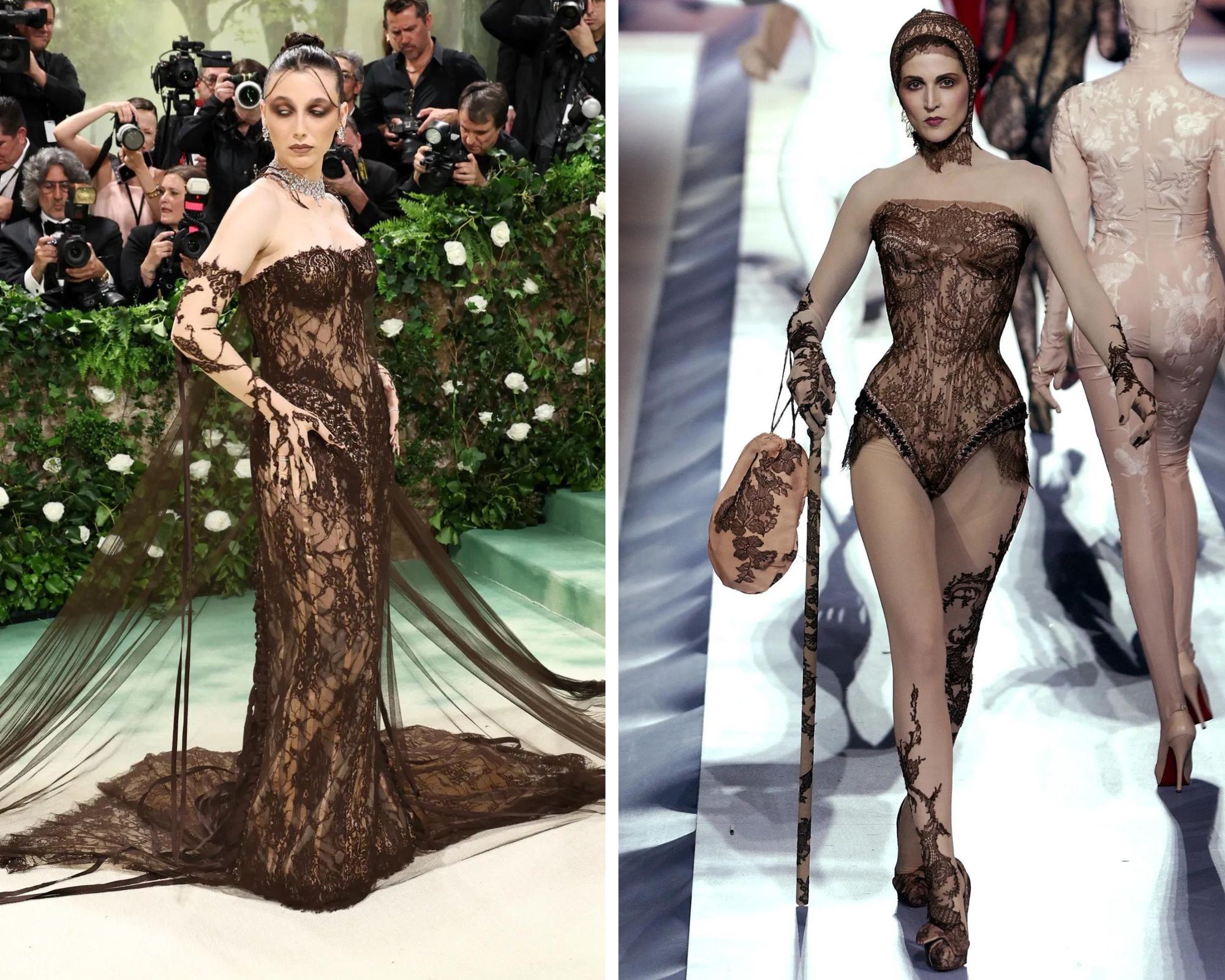 Emma Chamberlain – Jean Paul Gaultier couture herfst/winter 2003 is een van de catwalklooks op het Met Gala