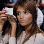 Helena Christensen brengt mascara aan in de jaren negentig