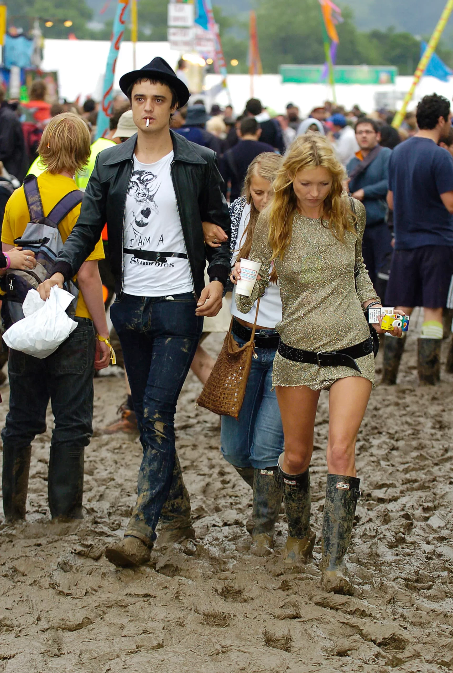 Het Britse supermodel op Glastonbury in 2005