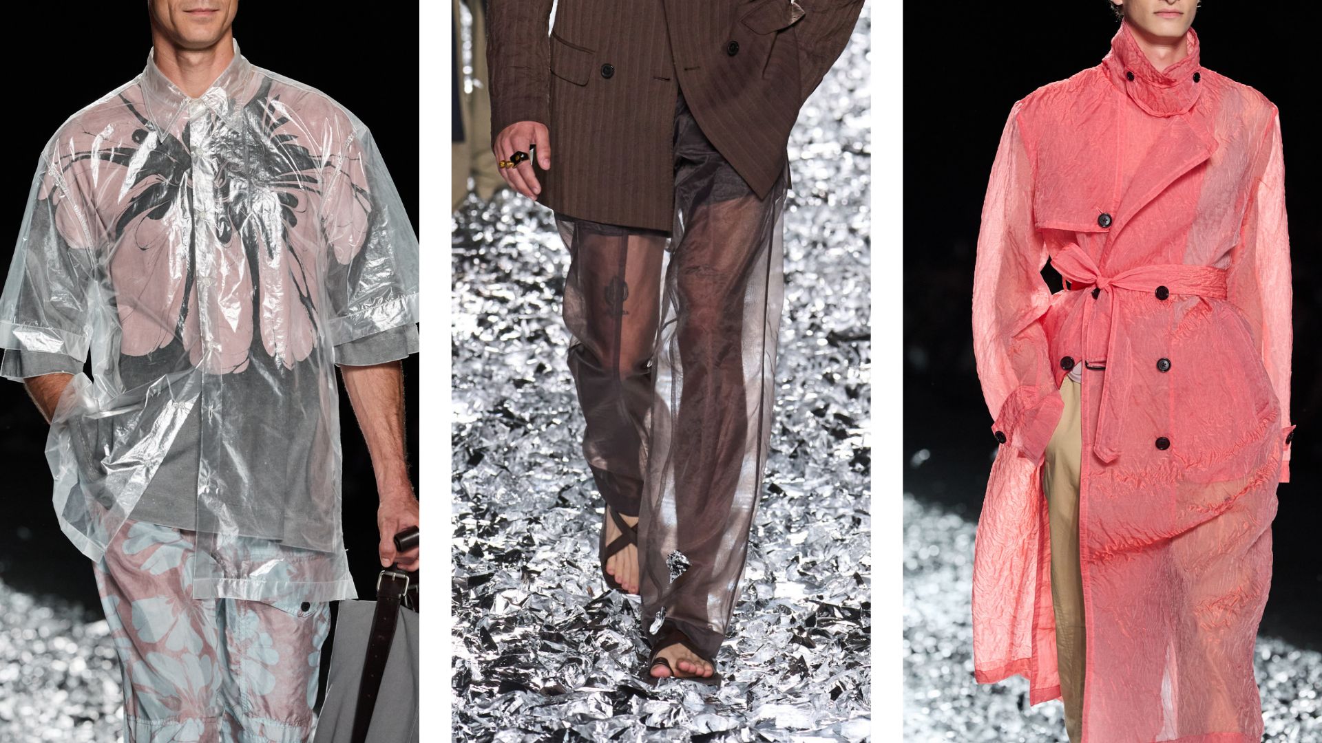 Transparante kledingstukken in de collectie van Dries van Noten lente/zomer 2025