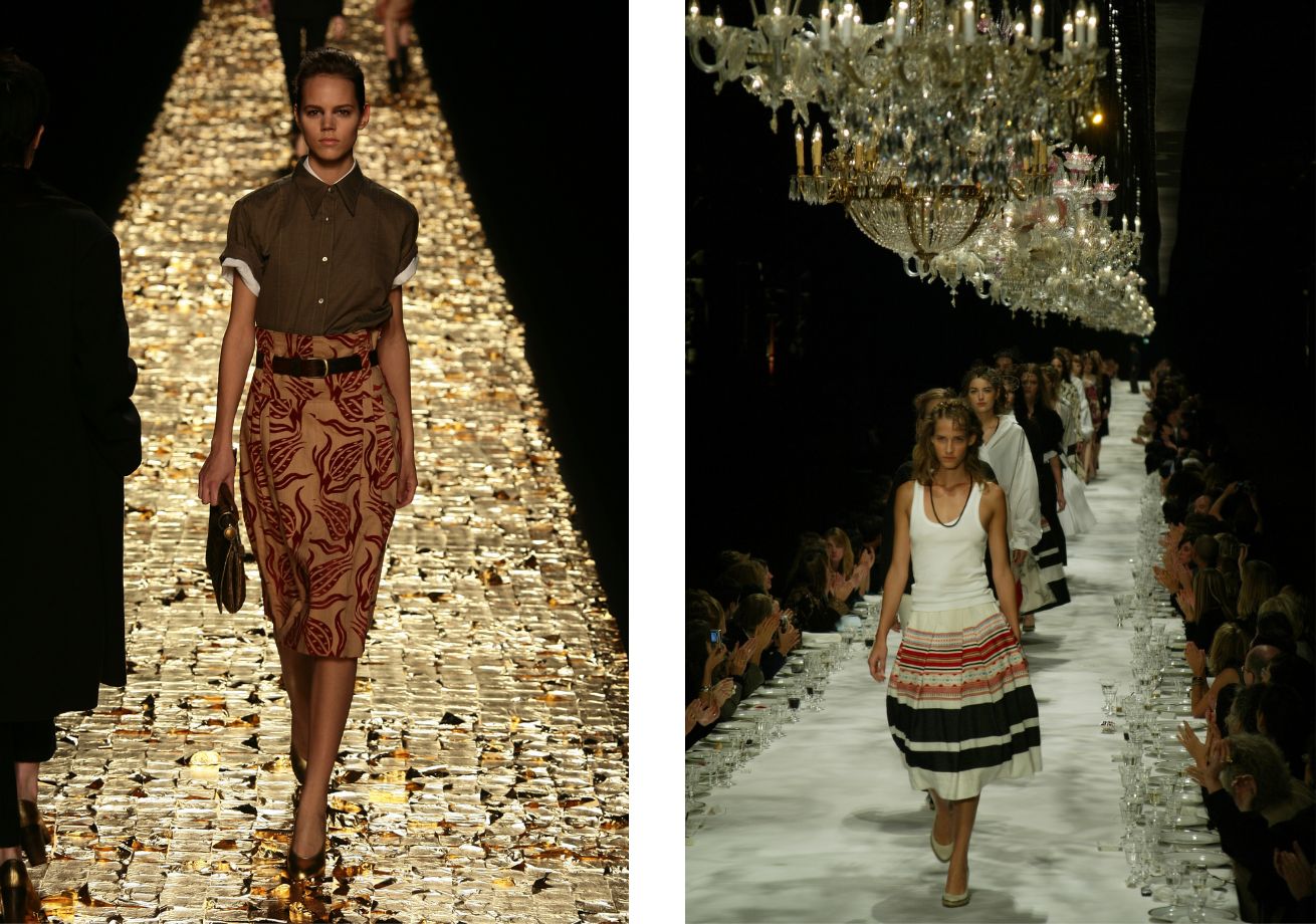 Dries van Noten herfst 2006 ready-to-wear (links) en Dries van Noten lente 2005 (rechts).