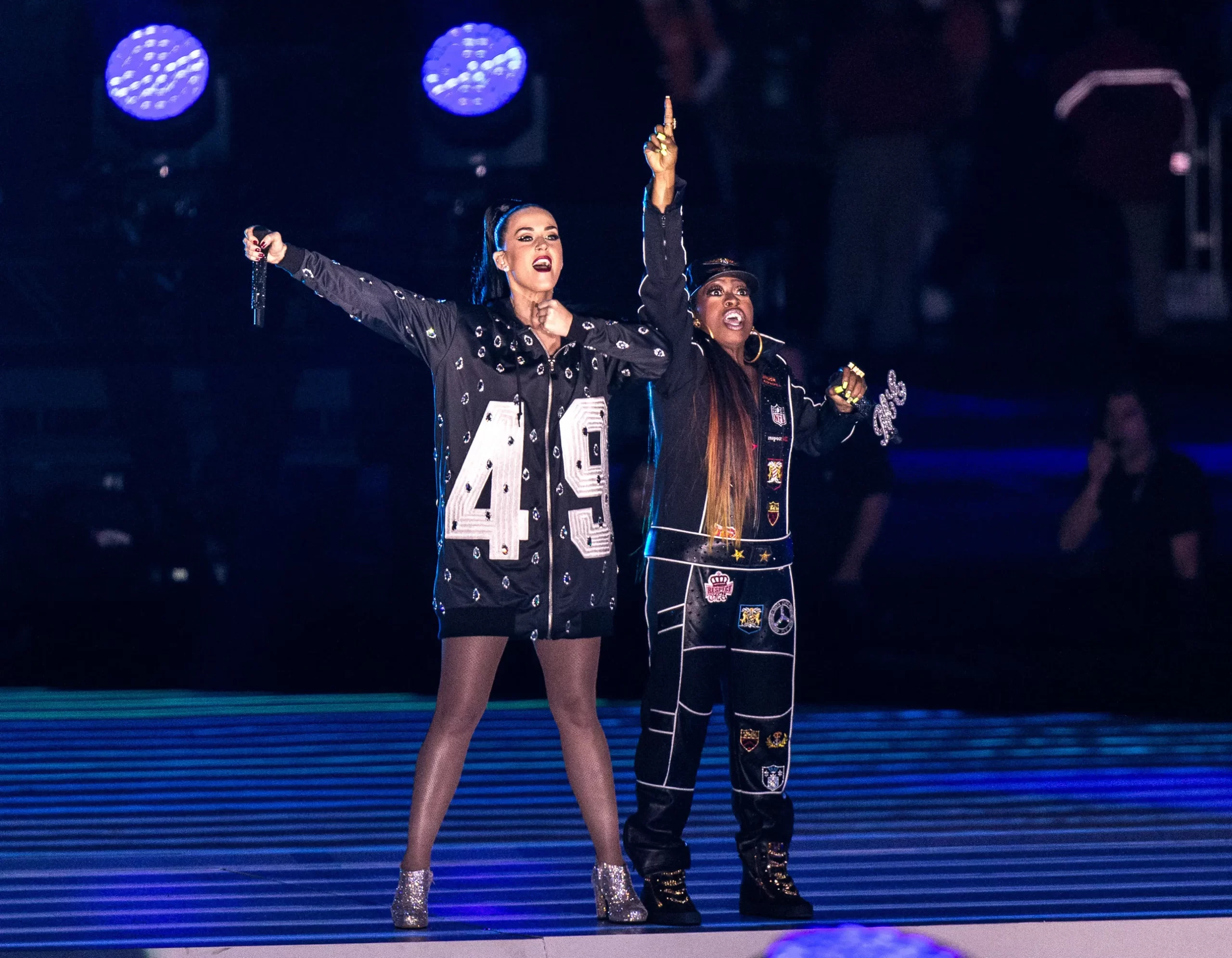 Missy Elliot en Katy Perry bij de Superbowl Halftime Show