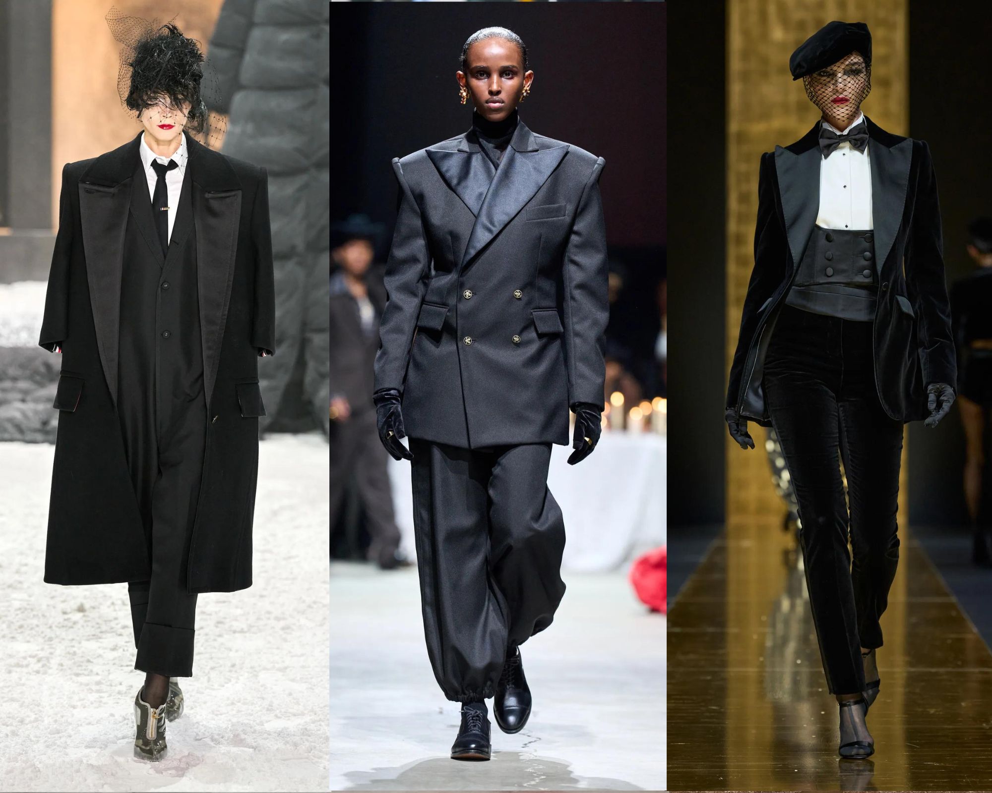 Smokings op de runway van het herfst/winter 2024-seizoen