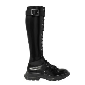 hoge zwarte veterlaars Alexander mcqueen